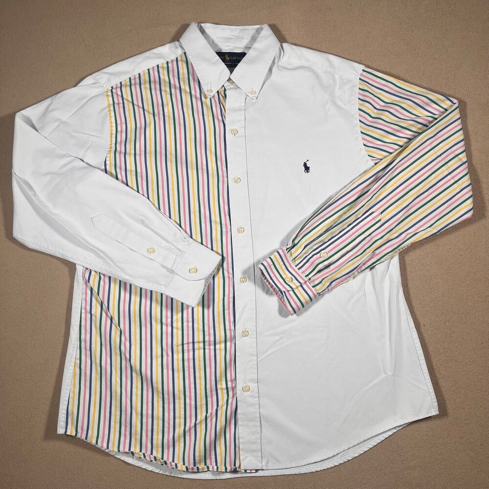 Oxford Striped Polo Ralph Lauren Button Down Color Preppy Academia Mens Sz XL